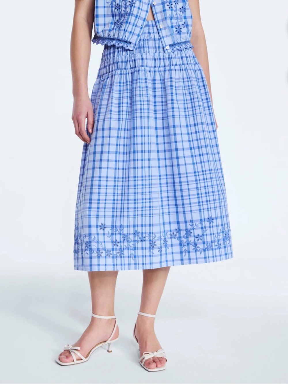 NWT Free Assembly Women Embroidered Cotton‎ Maxi Skirt Smocked Waist Size XXL